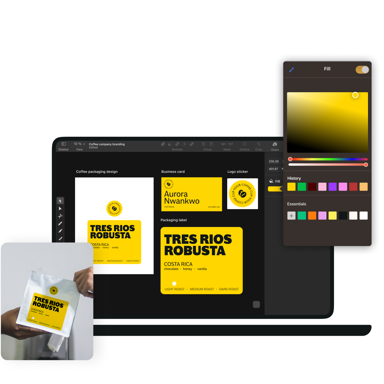 coffee package yellow template design