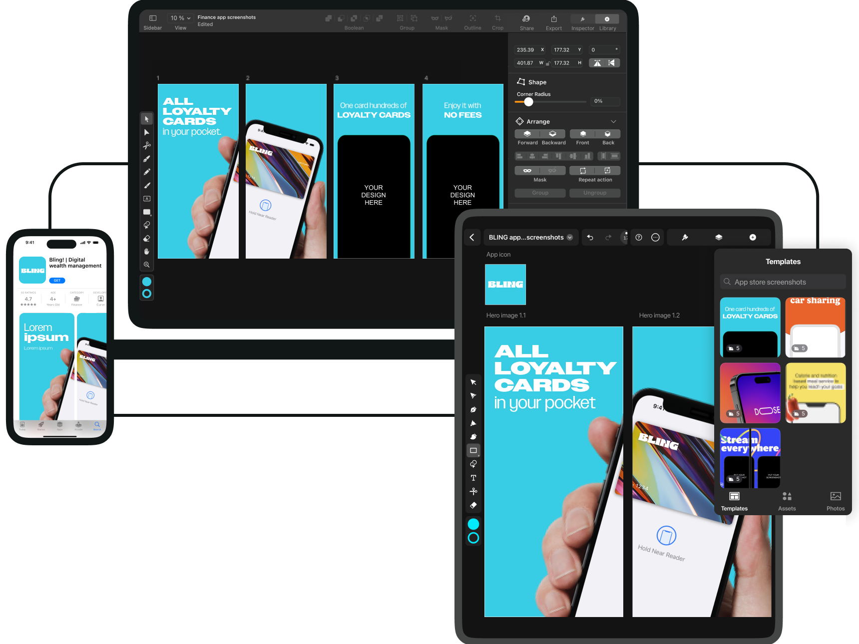 App store on iphone and ipad with curve UI