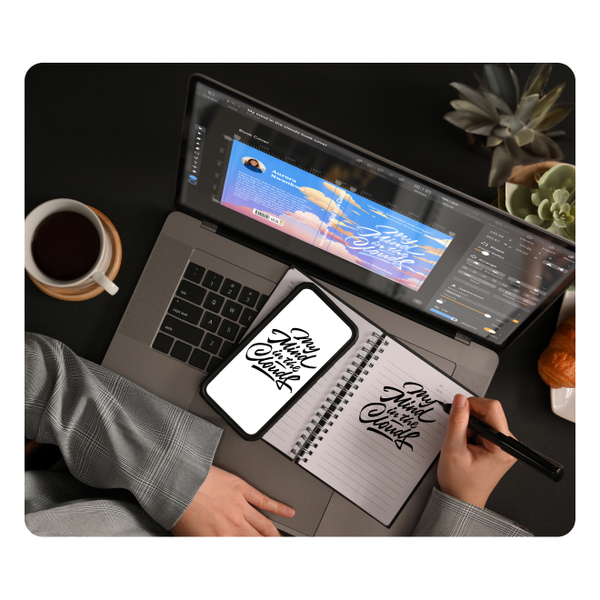 working on mac and iphone to recreate lettering graphic design