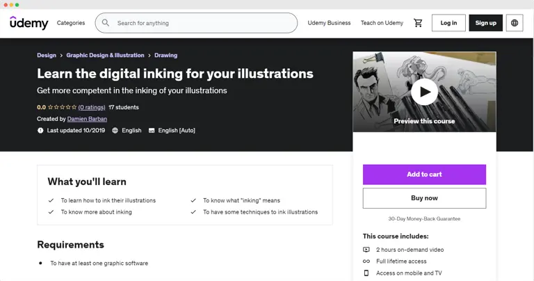 Udemy Digital inking online course for illustrators