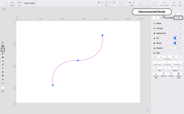 pen tool disconnected node