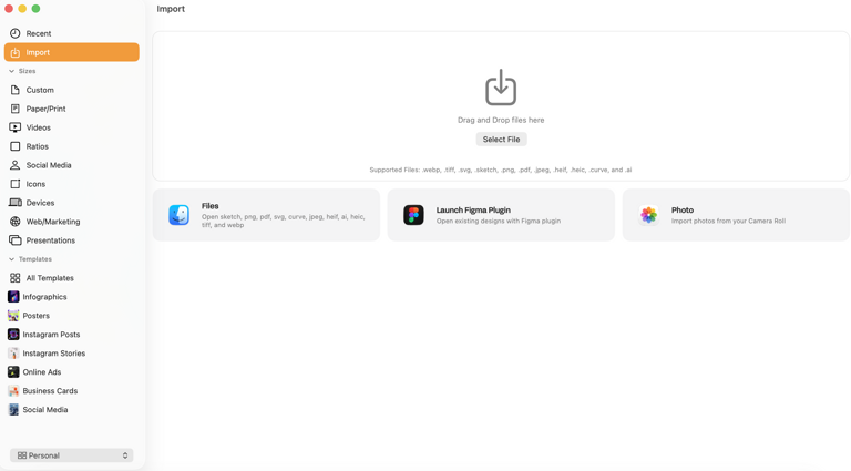.ai file import in Curve on Mac