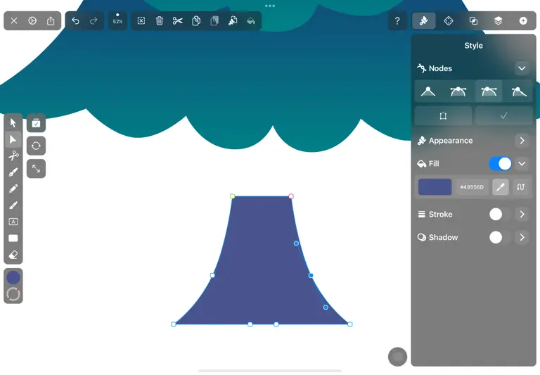 Drawing a tree trunk in Vectornator