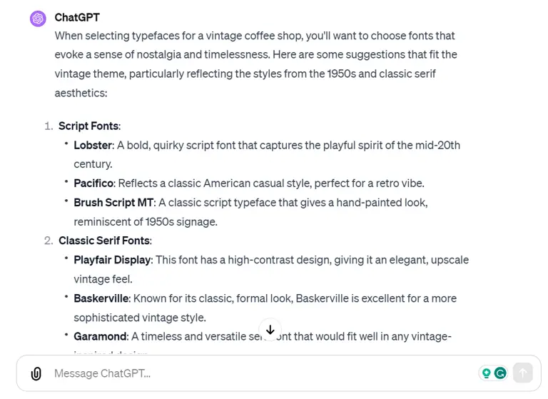 ChatGPT design - fonts