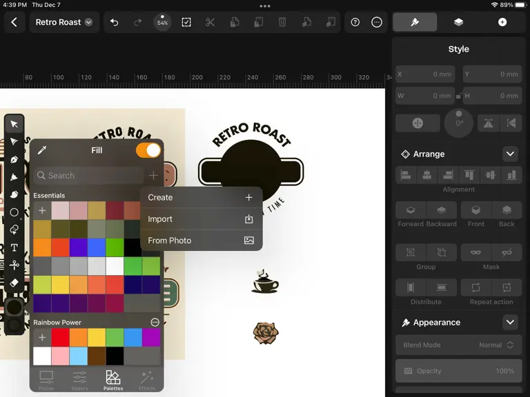 Linearity Curve Create new color palette