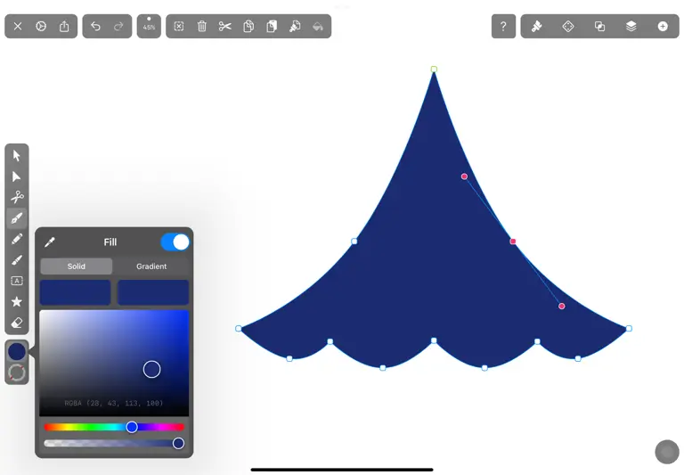 Drawing a Christmas tree shape in Vectornator